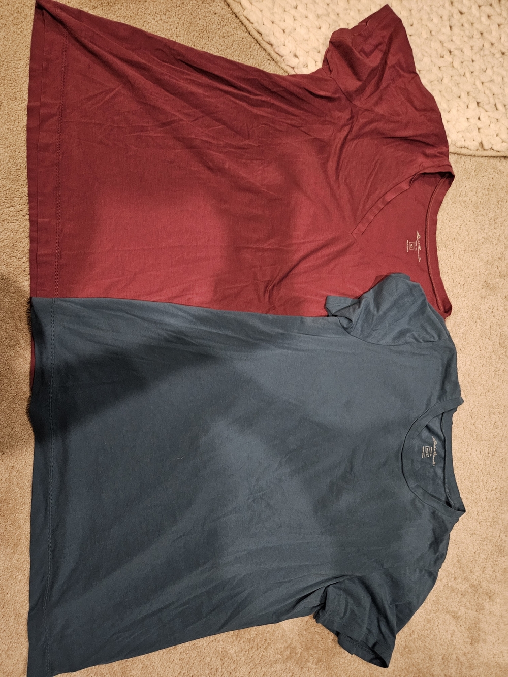 Eddie Bauer Short-Sleeve Crew T-Shirts in Burgundy and Blue